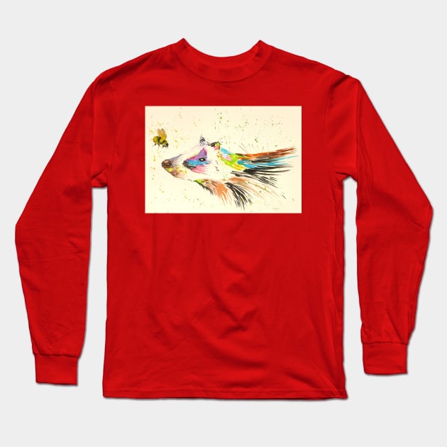 Colourful Badger and a Bumble bee Long Sleeve T-Shirt by Casimirasquirkyart